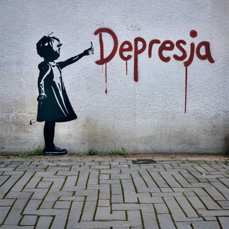 grafika AI street-art Depresja