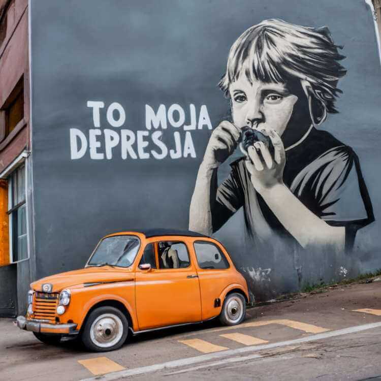 grafika AI street-art Moja Depresja