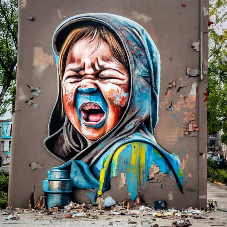 grafika AI street-art Krzyk Dziecka