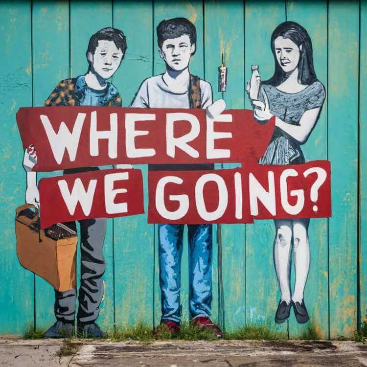 grafika AI street-art Dokąd Zmierzamy?