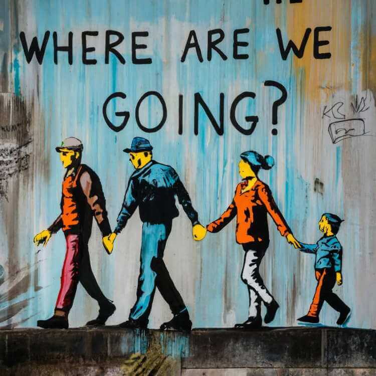 grafika AI street-art Dokąd Zmierzamy?