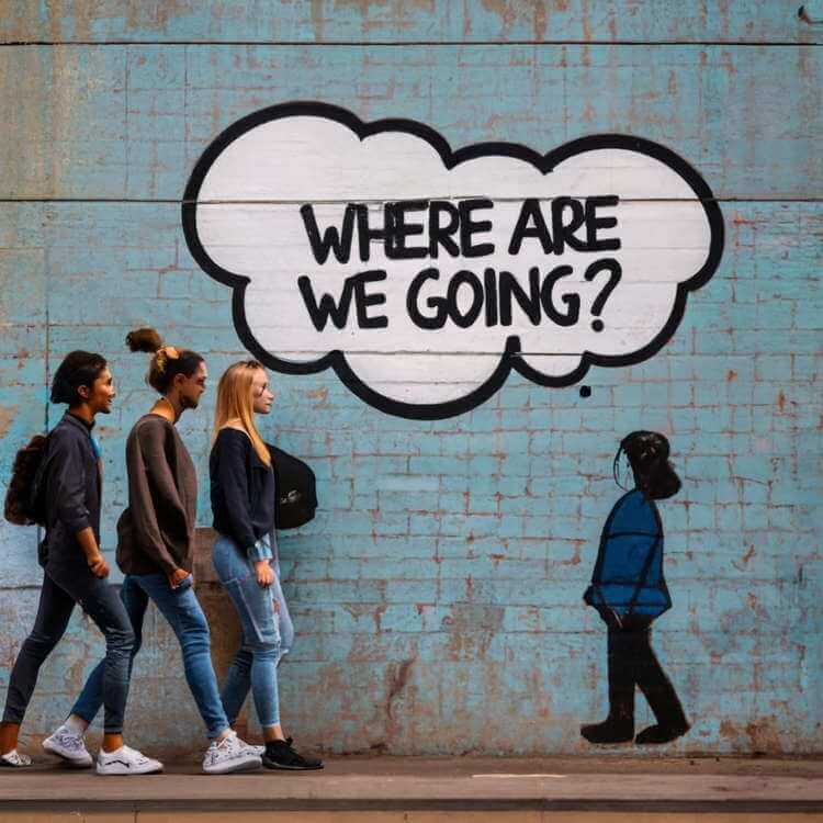 grafika AI street-art Dokąd Zmierzamy?