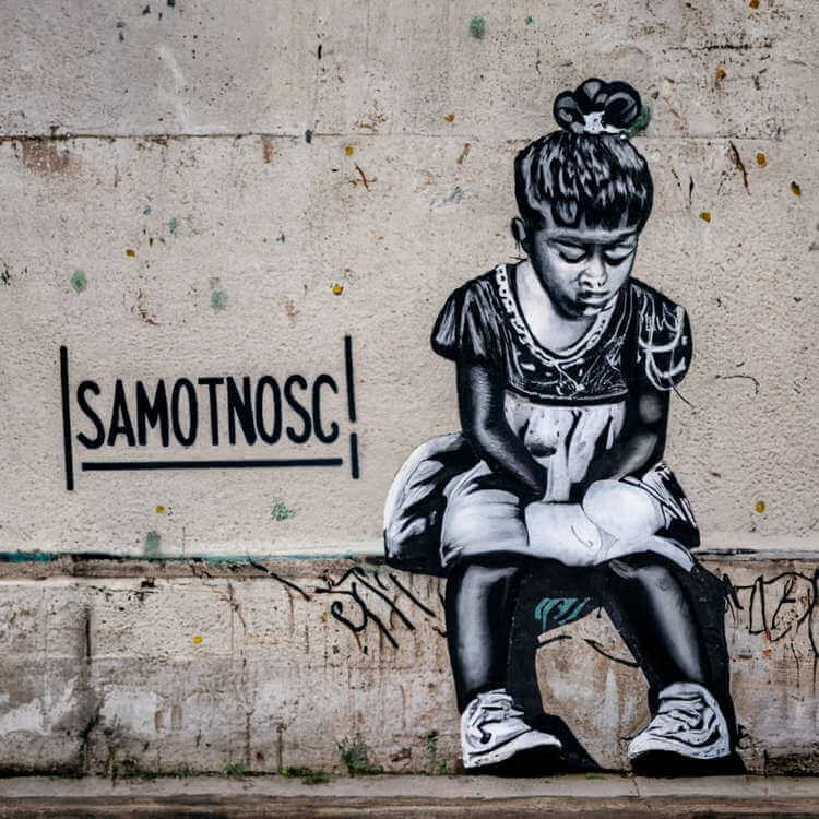 grafika AI street-art Problem Samotności